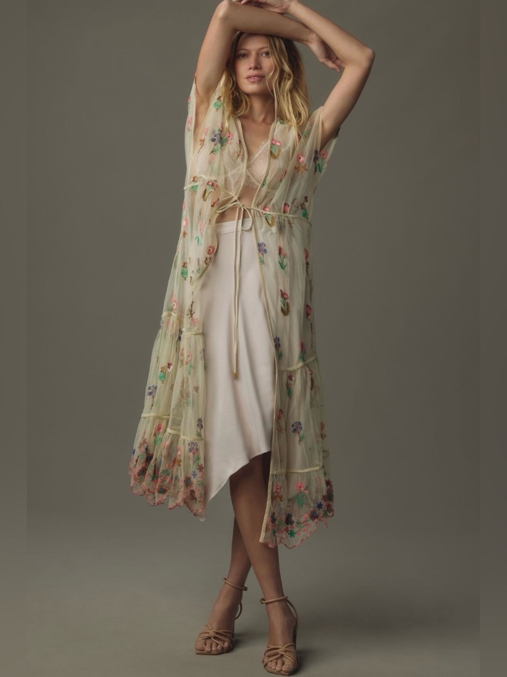Anthropologie Bl-nk Embroidered Overlay Duster - NWT